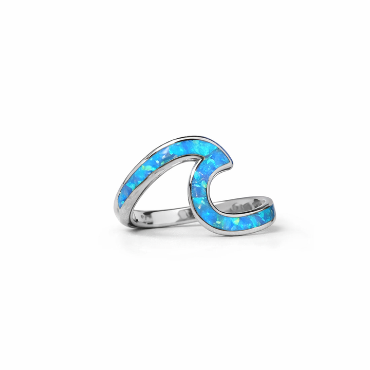 Silver Blue Opal Wave Ring