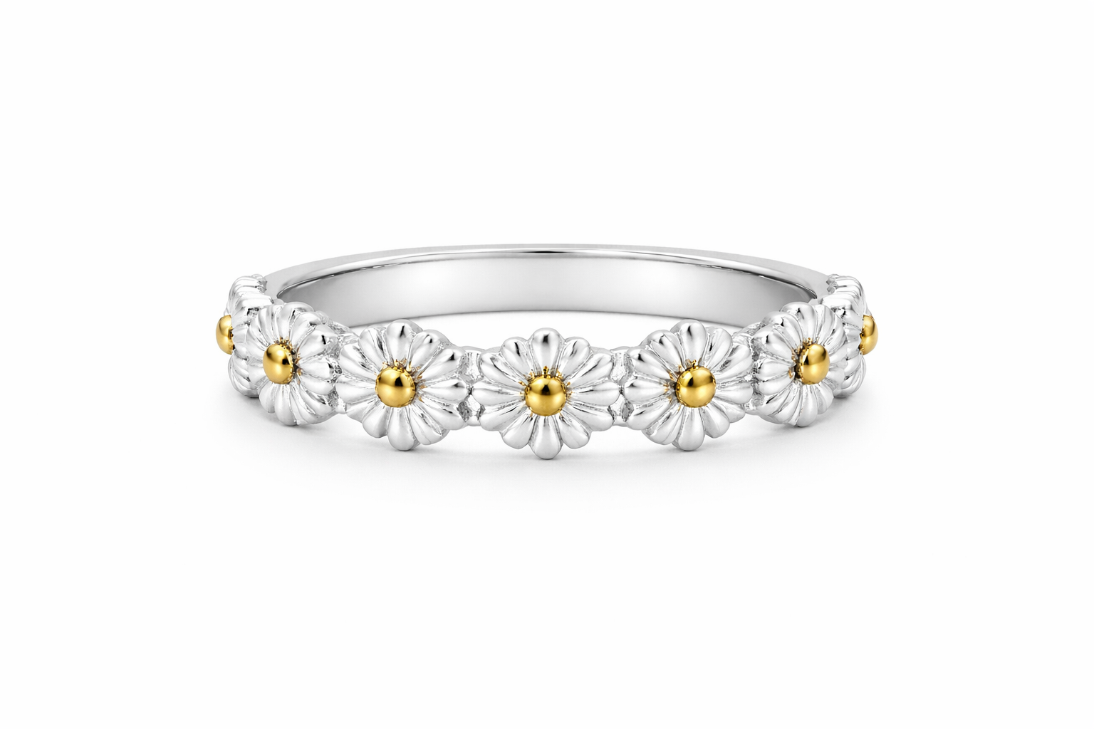 Silver Daisy Ring with Hand-Painted Enamel - Eliza-Warszawa