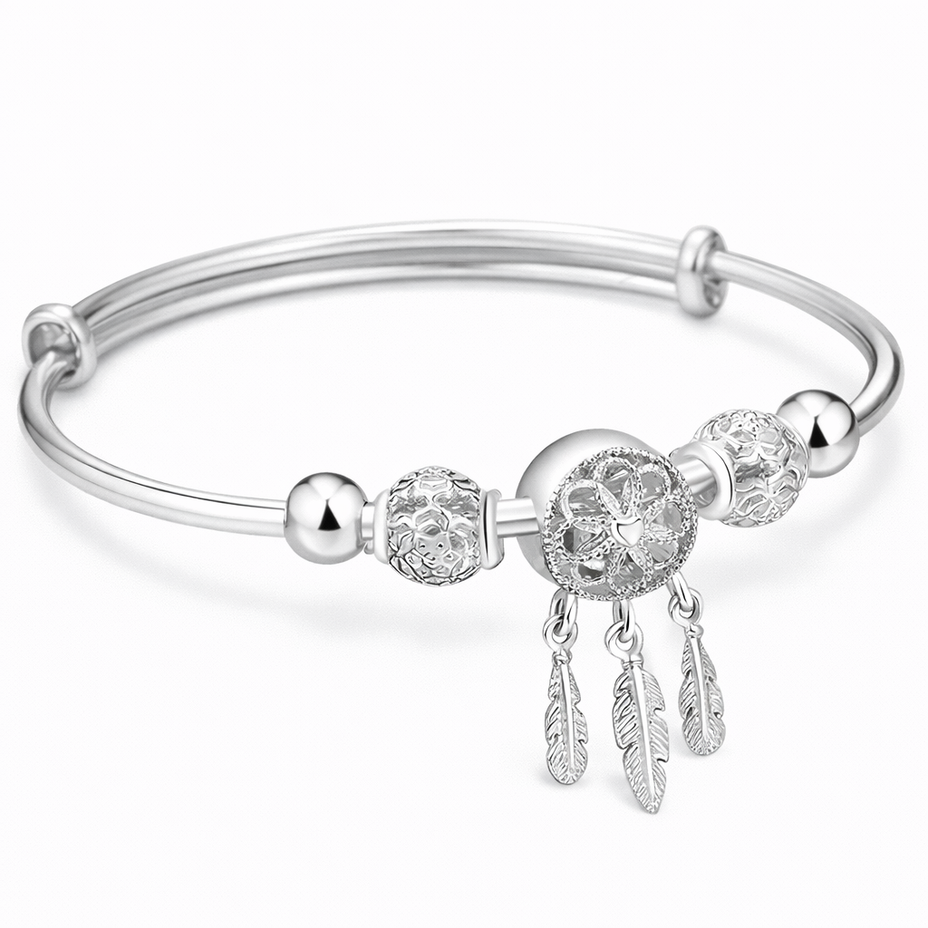 Silver Dreamcatcher Bangle Bracelet