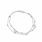 Silver Heart Bracelet with Customizable Fit