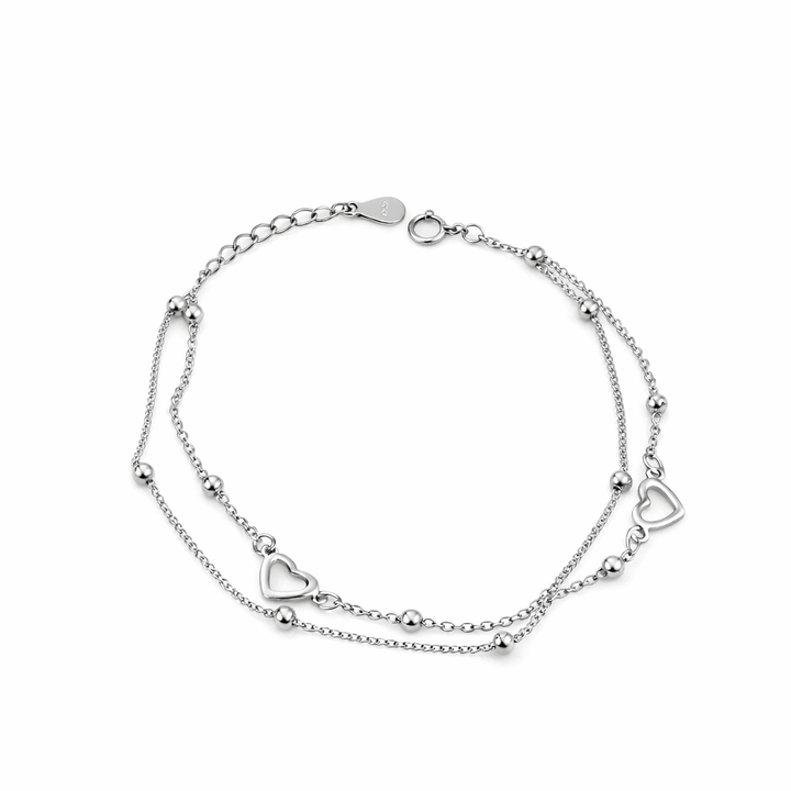 Silver Heart Bracelet with Customizable Fit