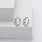 Silver Leaf Hoop Earrings