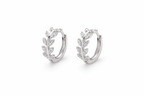 Silver Leaf Hoop Earrings