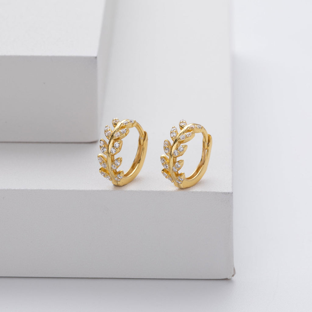 Silver Leaf Hoop Earrings