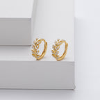 Silver Leaf Hoop Earrings