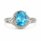 Silver Ring with Blue Crystal