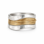 Silver Ring with Golden Thread Design - Eliza-Warszawa