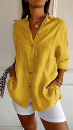 Single-breasted Pleated Lapel Shirt - Eliza-Warszawa