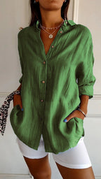 Single-breasted Pleated Lapel Shirt - Eliza-Warszawa