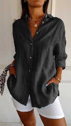 Single-breasted Pleated Lapel Shirt - Eliza-Warszawa