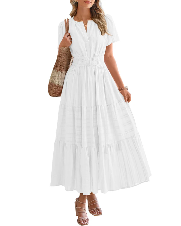 Elara™ | Boho A-Line Maxi Dress with V-Neck & Flowing Fit - Eliza-Warszawa