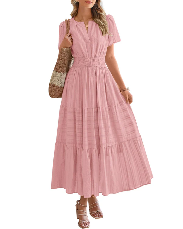 Elara™ | Boho A-Line Maxi Dress with V-Neck & Flowing Fit - Eliza-Warszawa
