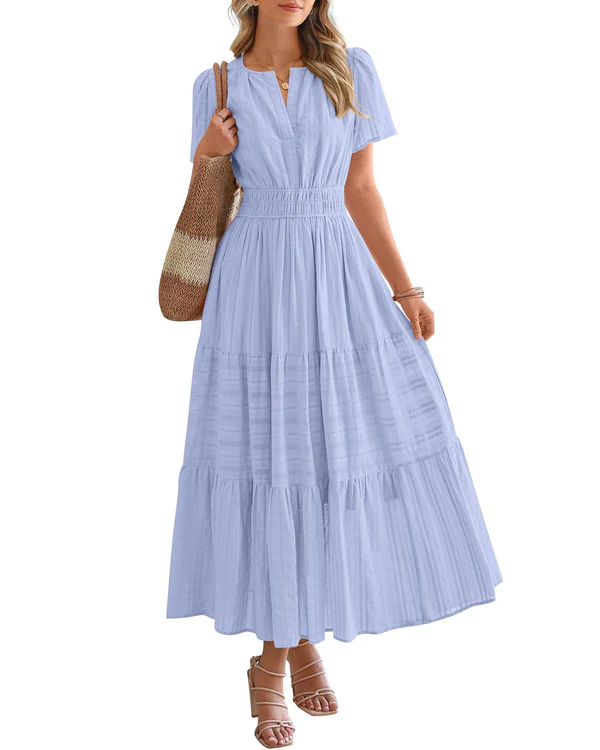 Elara™ | Boho A-Line Maxi Dress with V-Neck & Flowing Fit - Eliza-Warszawa