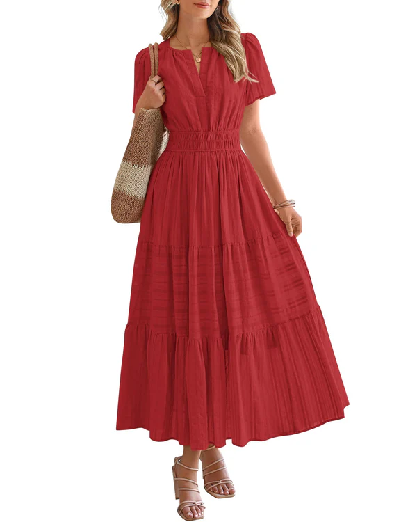 Elara™ | Boho A-Line Maxi Dress with V-Neck & Flowing Fit - Eliza-Warszawa