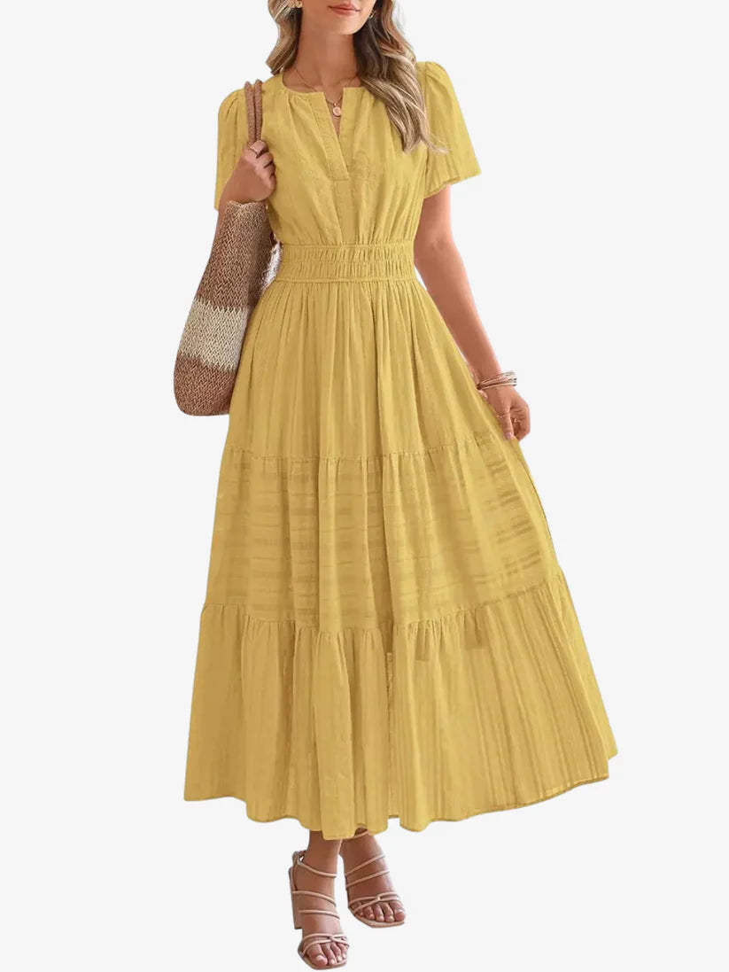 Elara™ | Boho A-Line Maxi Dress with V-Neck & Flowing Fit - Eliza-Warszawa