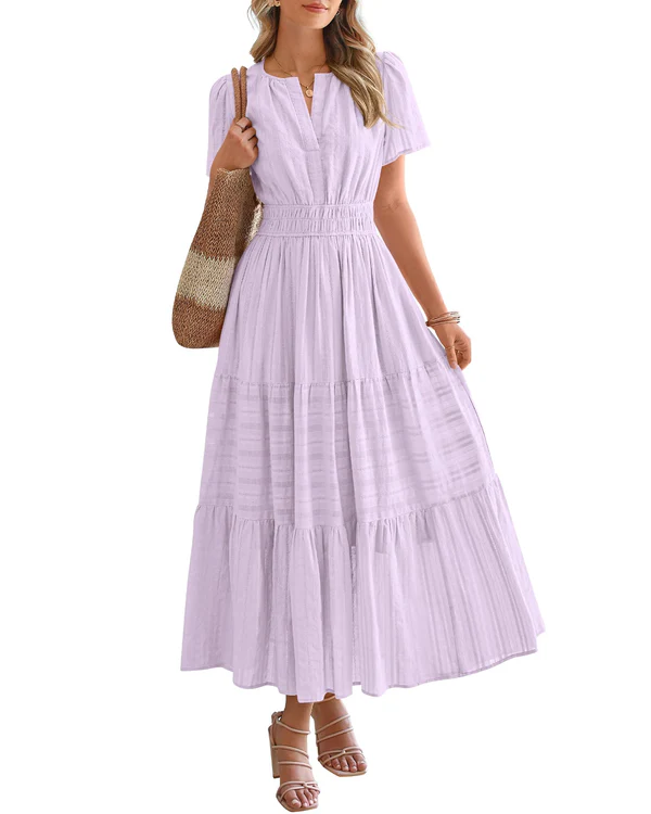 Elara™ | Boho A-Line Maxi Dress with V-Neck & Flowing Fit - Eliza-Warszawa