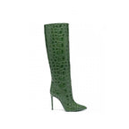 Snake-print high-heeled pointed-toe straight-leg boots - Eliza-Warszawa