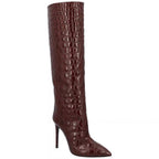 Snake-print high-heeled pointed-toe straight-leg boots - Eliza-Warszawa