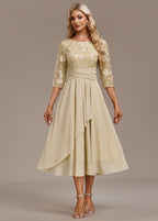 Sophie | Elegant Navy Lace Midi Dress with Flattering Flowing Silhouette - Eliza-Warszawa