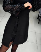 Sophie | Elegant Sequin Sleeve Knee-Length Formal Dress - Eliza-Warszawa