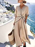 Sophie | Elegant V-Neck Flattering Relaxed Fit Dress - Eliza-Warszawa