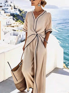 Mary | Maxi Pants dress with Flattering Silhouette and Soft Fabric - Eliza-Warszawa