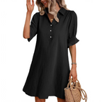Sophie | White Button Down Linen Shirt Dress with Relaxed Fit - Eliza-Warszawa