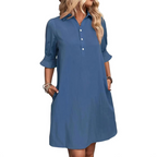 Sophie | White Button Down Linen Shirt Dress with Relaxed Fit - Eliza-Warszawa