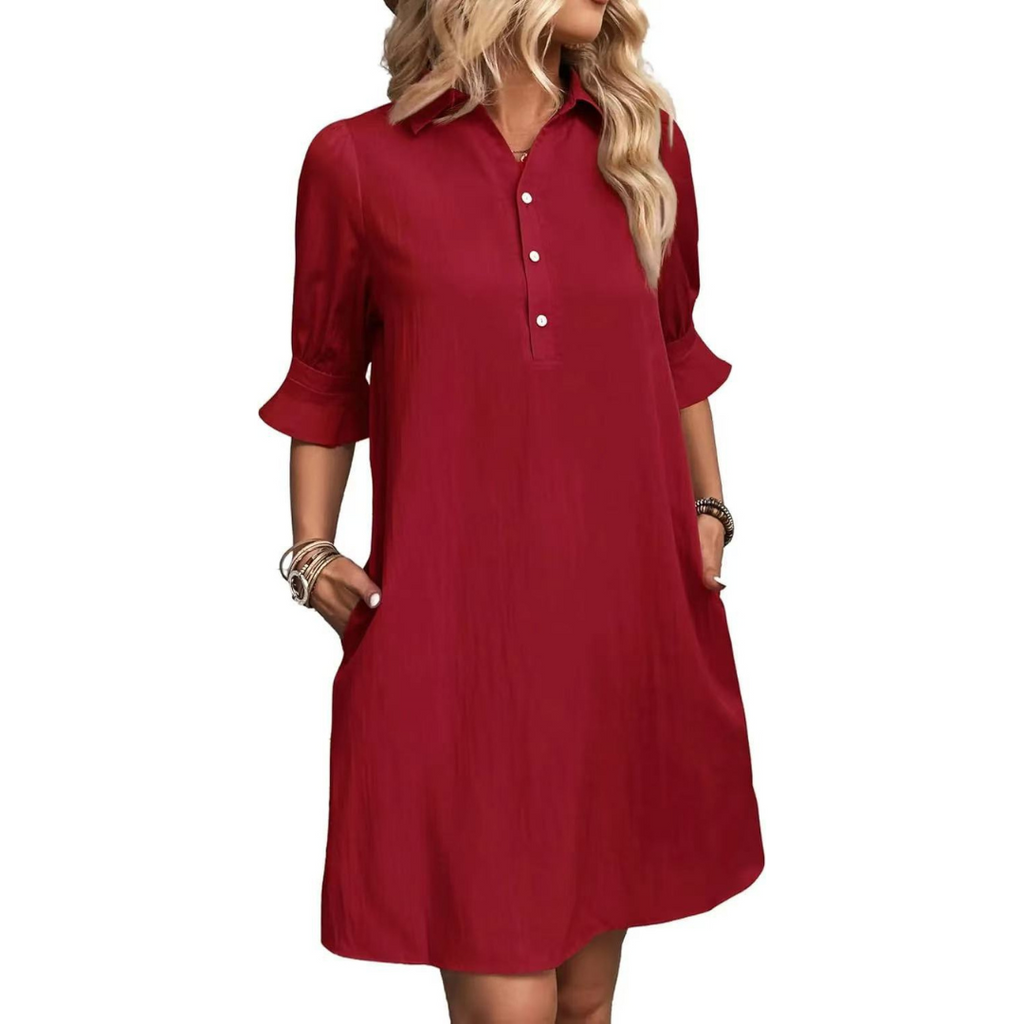 Sophie | White Button Down Linen Shirt Dress with Relaxed Fit - Eliza-Warszawa