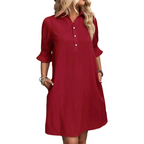 Sophie | White Button Down Linen Shirt Dress with Relaxed Fit - Eliza-Warszawa