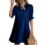 Sophie | White Button Down Linen Shirt Dress with Relaxed Fit - Eliza-Warszawa