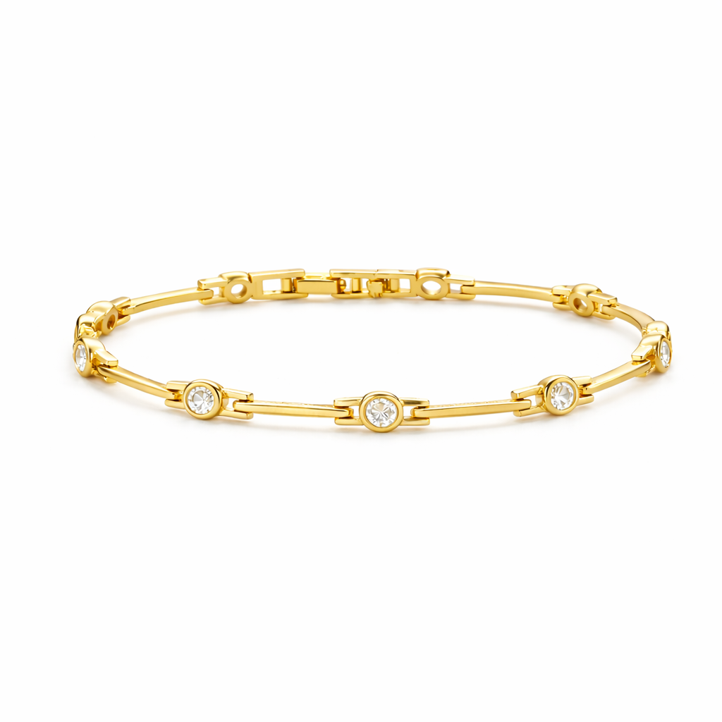 Sophisticated Gold Bracelet with Sparkling Zirconias
