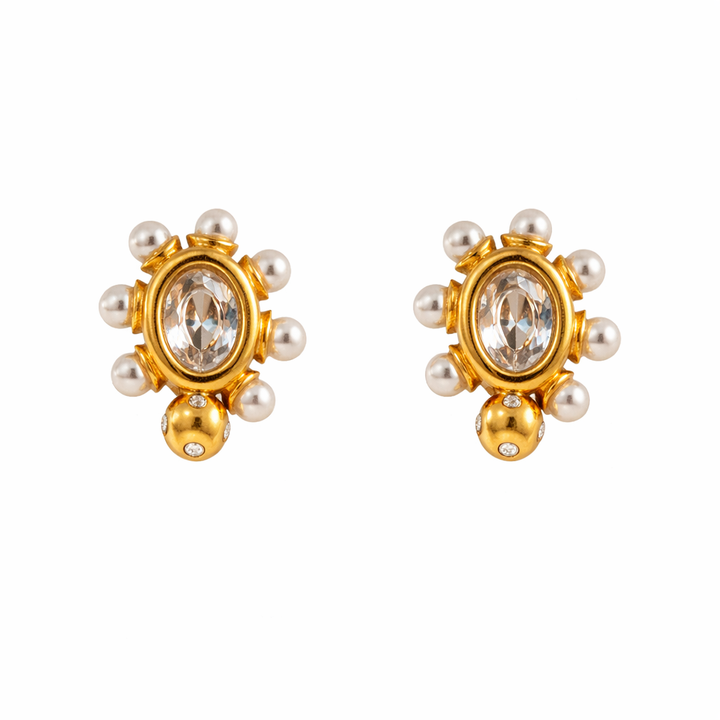 Sophisticated Gold Pearl Earrings