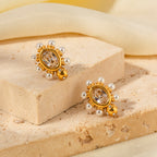 Sophisticated Gold Pearl Earrings