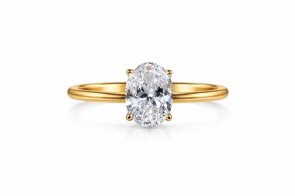 Sophisticated Sterling Silver Oval Cut Engagement Ring