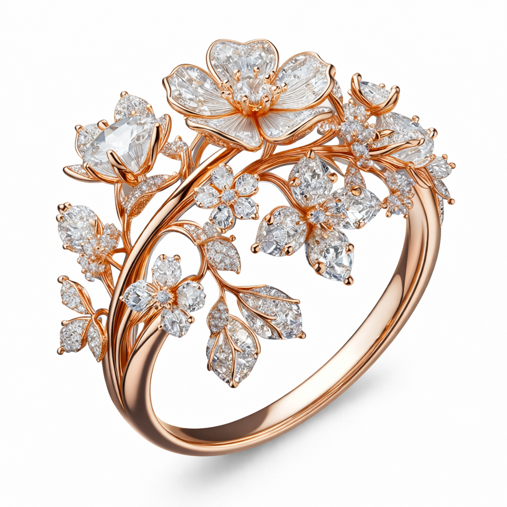 Sparkling Crystal Flower Ring