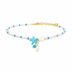 Star and Shell Anklet Bracelet with Natural Stones