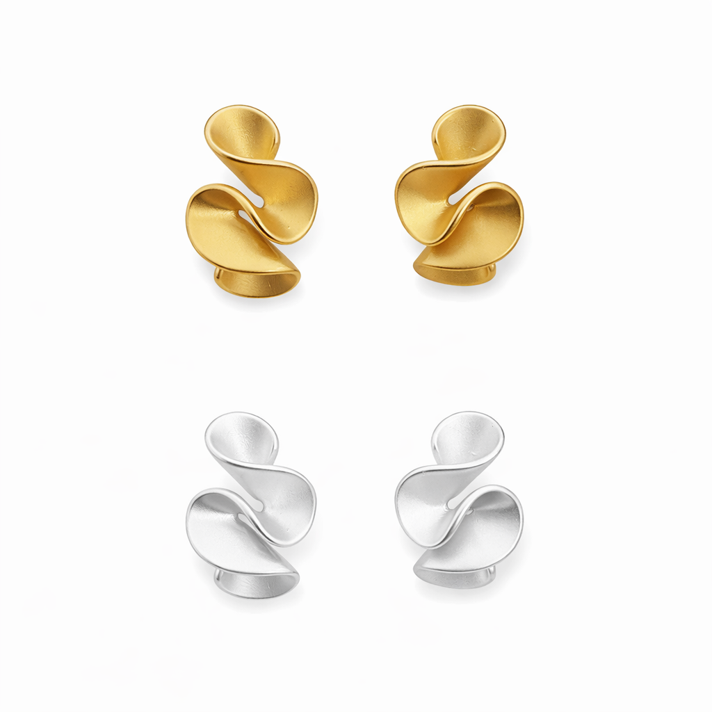 Sterling Silver 18K Gold Flower Stud Earrings - Eliza-Warszawa