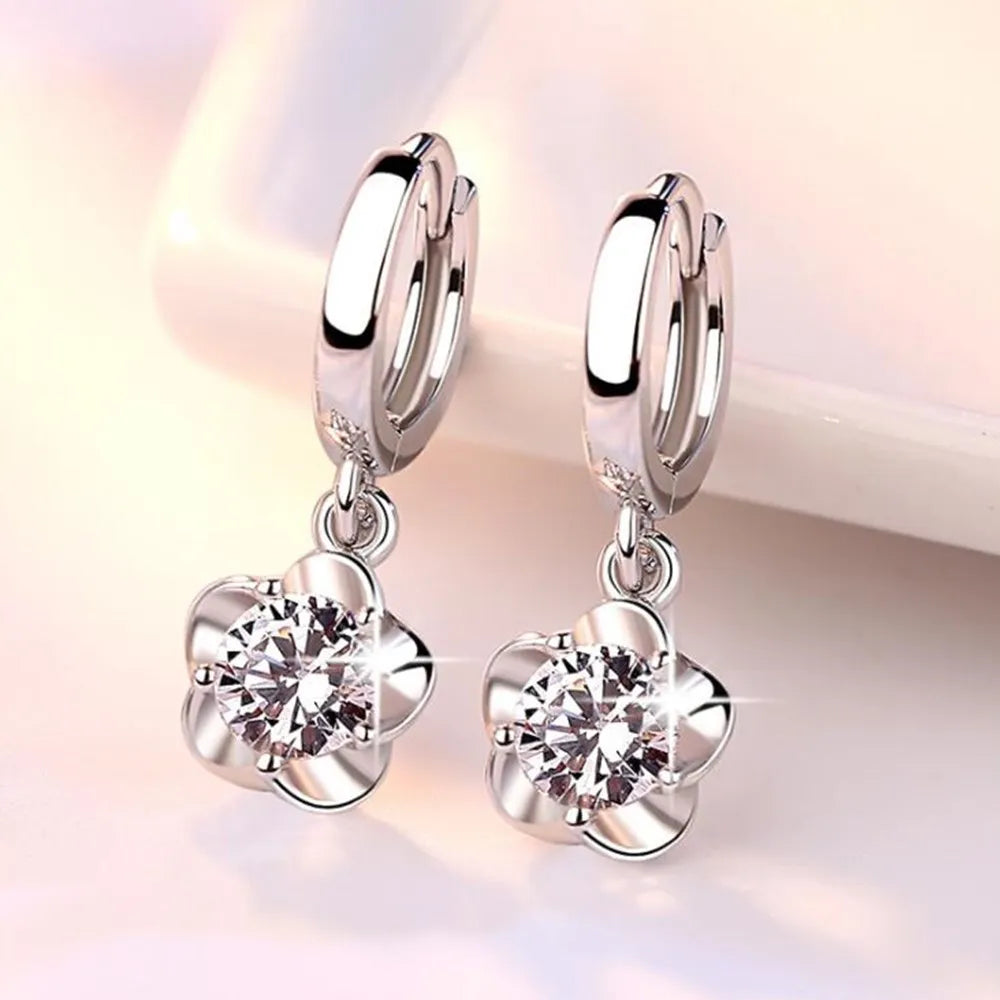Sterling Silver Purple and White Zircon Earrings - Eliza-Warszawa