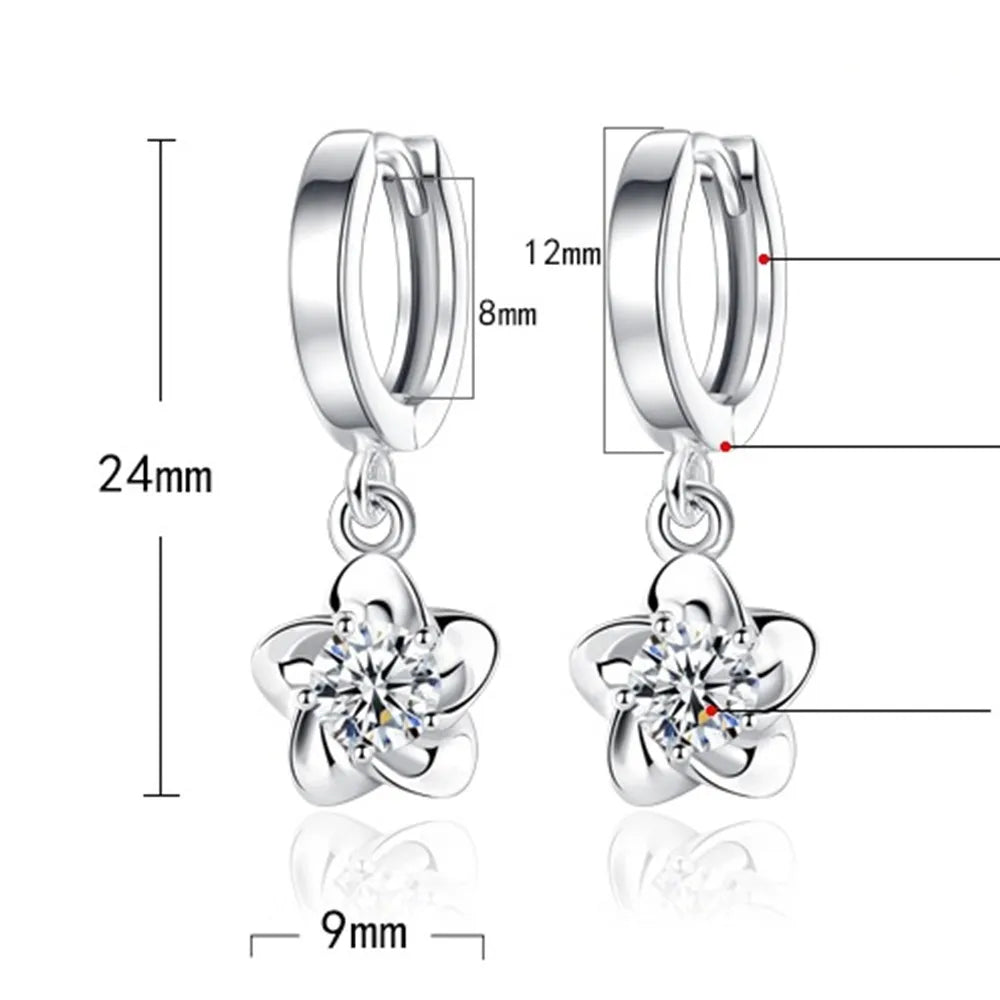 Sterling Silver Purple and White Zircon Earrings - Eliza-Warszawa