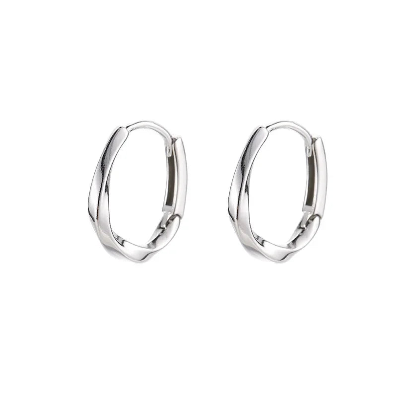 Sterling Silver Round Inlaid Earrings - Eliza-Warszawa