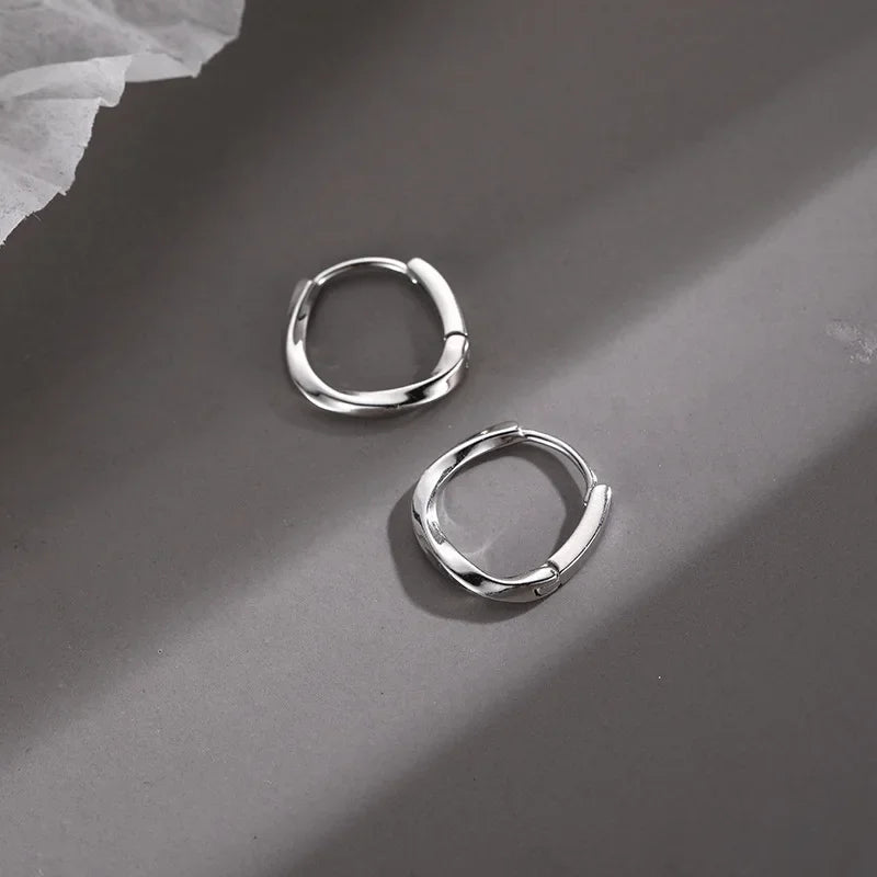 Sterling Silver Round Inlaid Earrings - Eliza-Warszawa