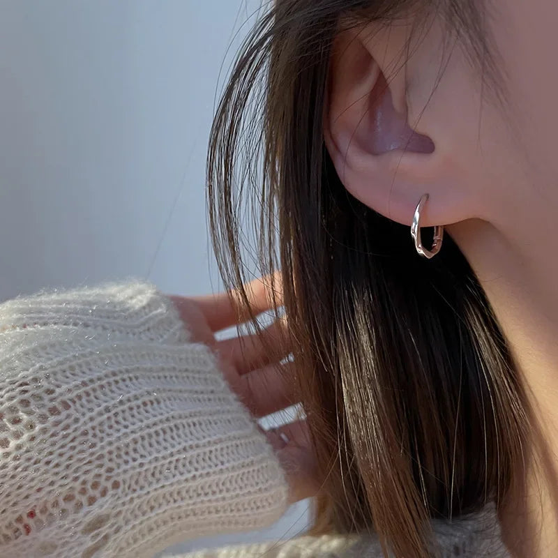 Sterling Silver Round Inlaid Earrings - Eliza-Warszawa