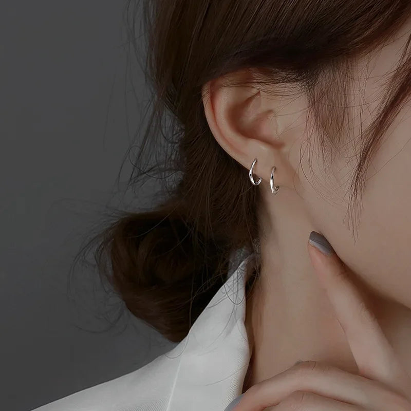 Sterling Silver Round Inlaid Earrings - Eliza-Warszawa