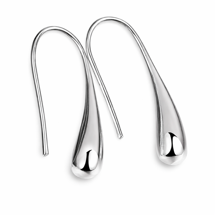 Sterling Silver Water Drop Hoop Earrings
