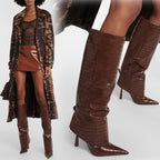 Stone-patterned pointed-toe stiletto boots - Eliza-Warszawa