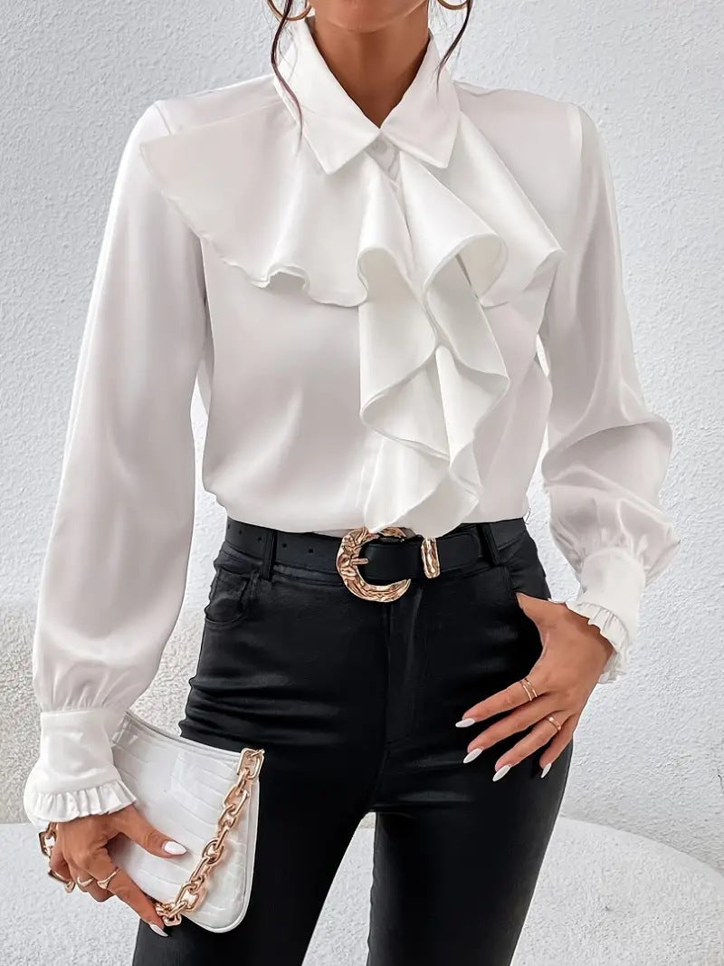 Stylish shirt with ruffled and layered design details. - Eliza-Warszawa