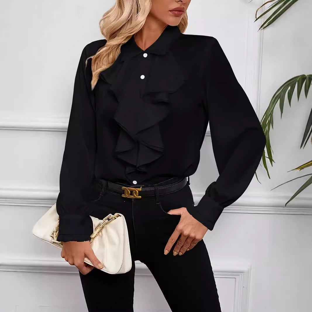 Stylish shirt with ruffled and layered design details. - Eliza-Warszawa