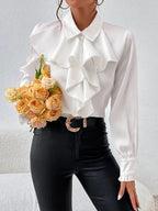 Stylish shirt with ruffled and layered design details. - Eliza-Warszawa