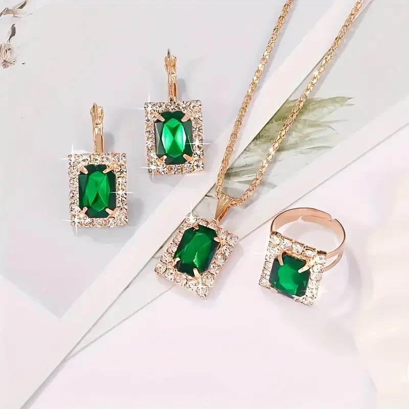 Sylvara Greenveil Jewelry Set | White Gold - Eliza-Warszawa